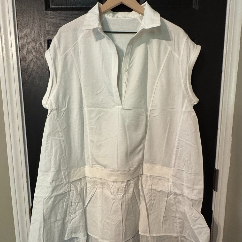NWOT Womens Oversized Shirt Dress White Cotton Extra Lrge